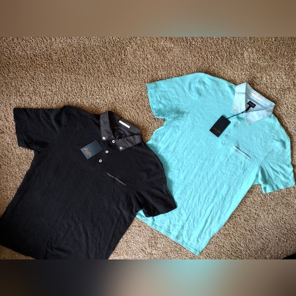 Good Man Brand Black and Light Blue Polo Shirts NWT - Picture 3 of 8